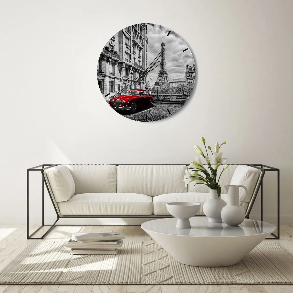 Wanduhr - Glasuhr - Raubtier in der Stadt - 40x40 cm