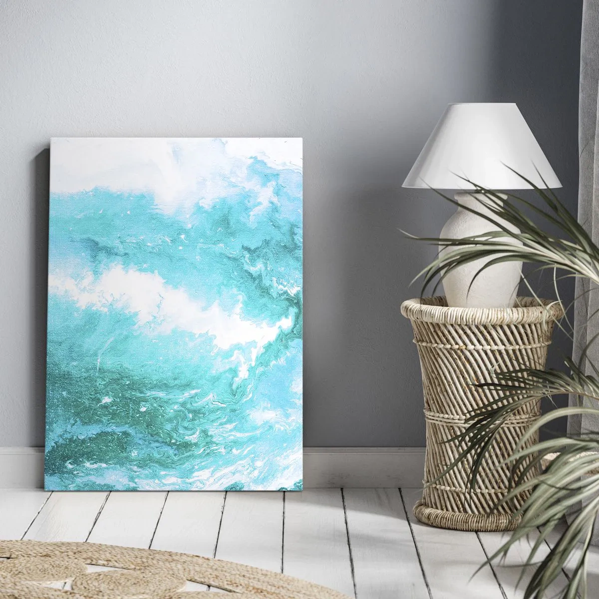 Bild auf Leinwand - Leinwandbild - Abstrakter Wirbel in Blautönen - 70x100cm - Im Kern des Elements - Moderne Wanddekoration für Wohnzimmer und Schlafzimmer ARTTOR