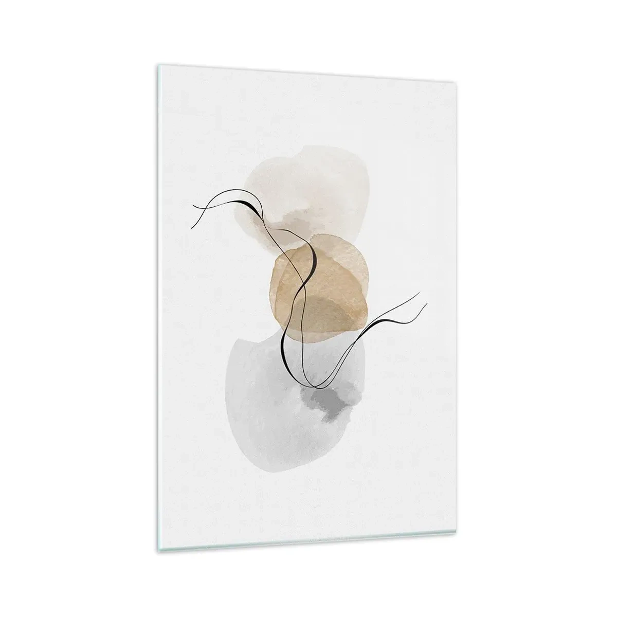 Glasbild - Bild auf glas - Minimalistische Abstraktion in Beige- und Grautönen - 80x120cm - Luftperlen - Moderne Wanddekoration für Wohnzimmer und Schlafzimmer ARTTOR