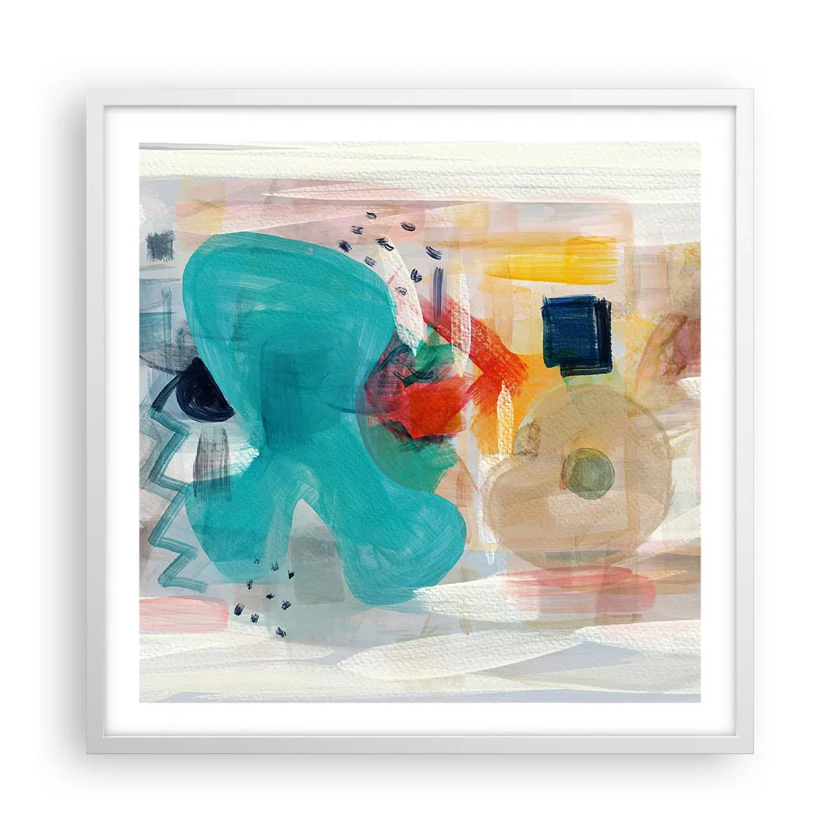 Poster in einem weißen Rahmen - Buntes Spiel - 60x60 cm