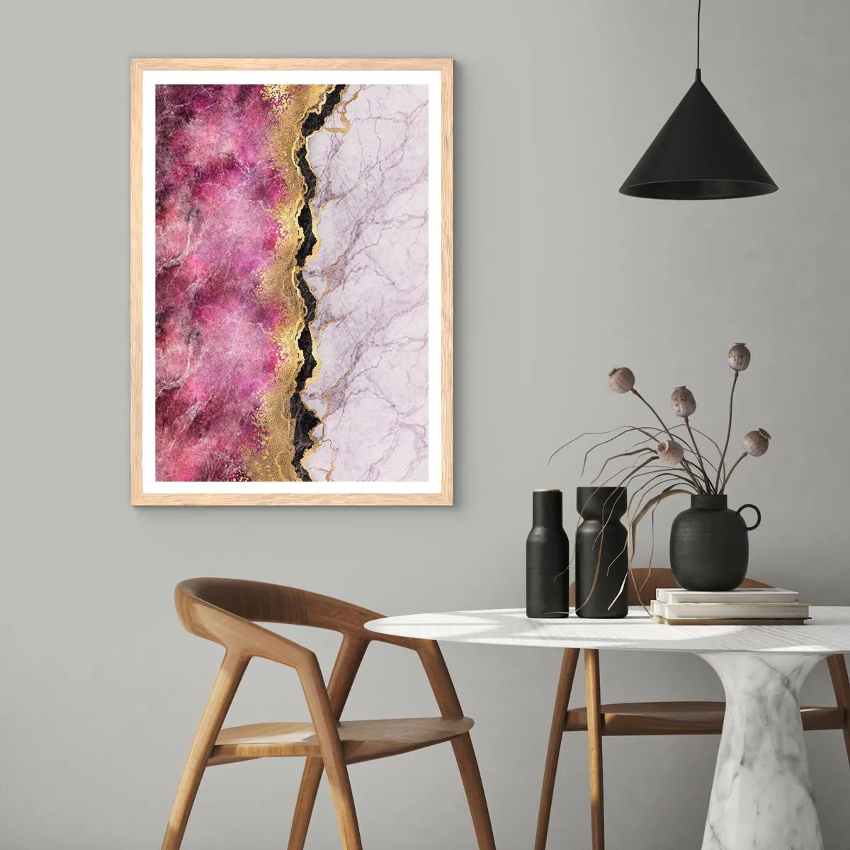 Poster in einem Rahmen aus heller Eiche - An der Grenze - 30x40 cm