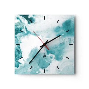 Wanduhr - Glasuhr - Abstraktion in Blautönen mit zarten Akzenten in Weiß - 30x30cm - Morast von Blau - Moderne Wanddekoration für Wohnzimmer und Schlafzimmer ARTTOR