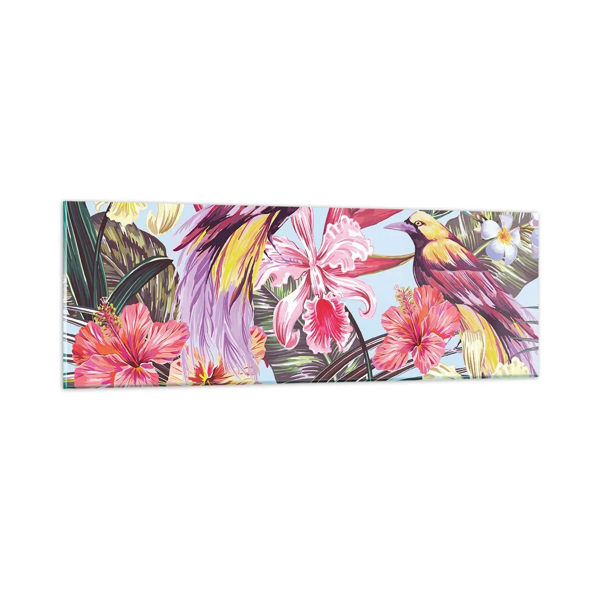 Glasbild - Bild auf glas - Blütenblätter und Federn - 90x30 cm