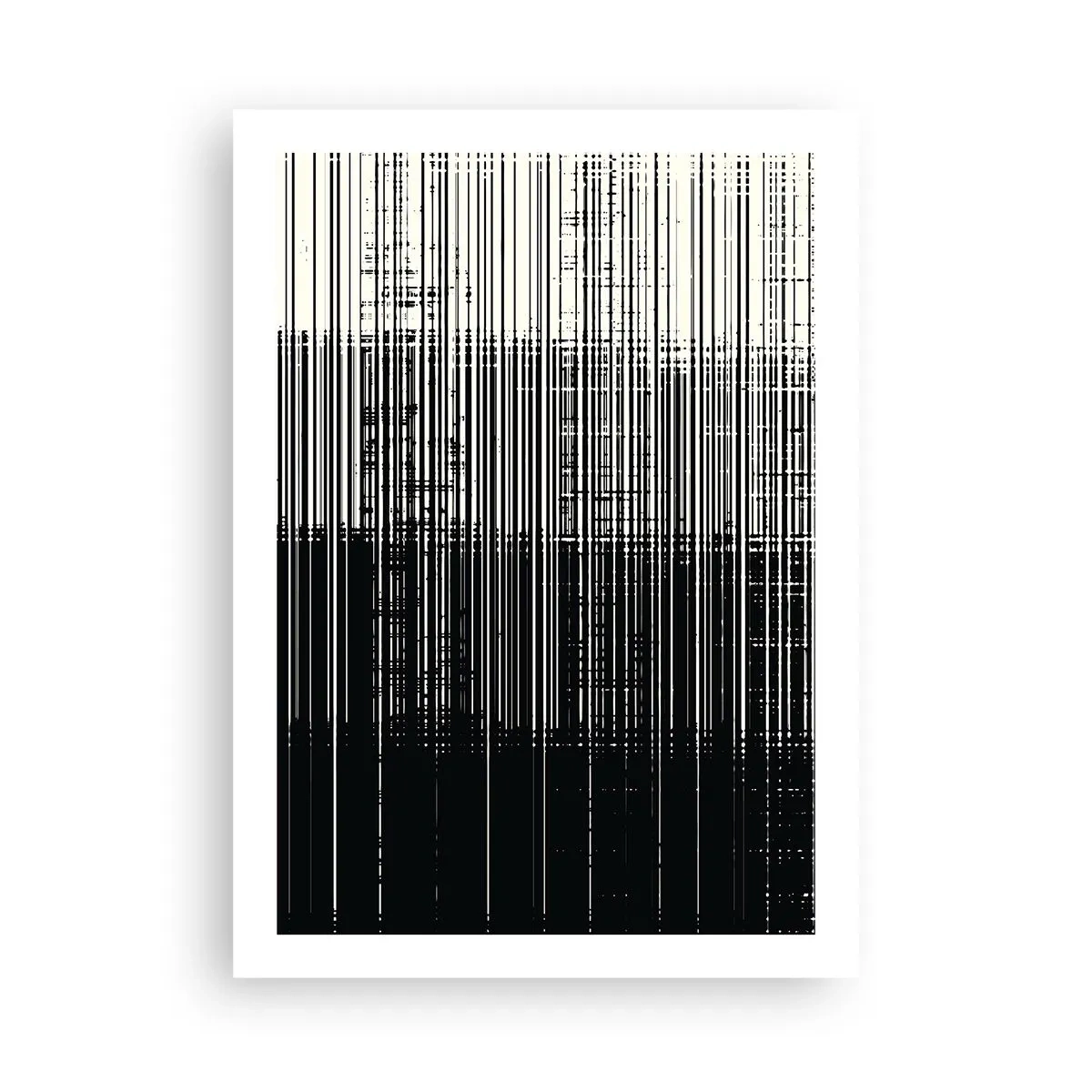 Poster - Abstrakte Komposition aus schwarzen Linien auf weißem Hintergrund - 50x70cm - Wellen und Vibrationen - Moderne Wanddekoration für Wohnzimmer und Schlafzimmer ARTTOR