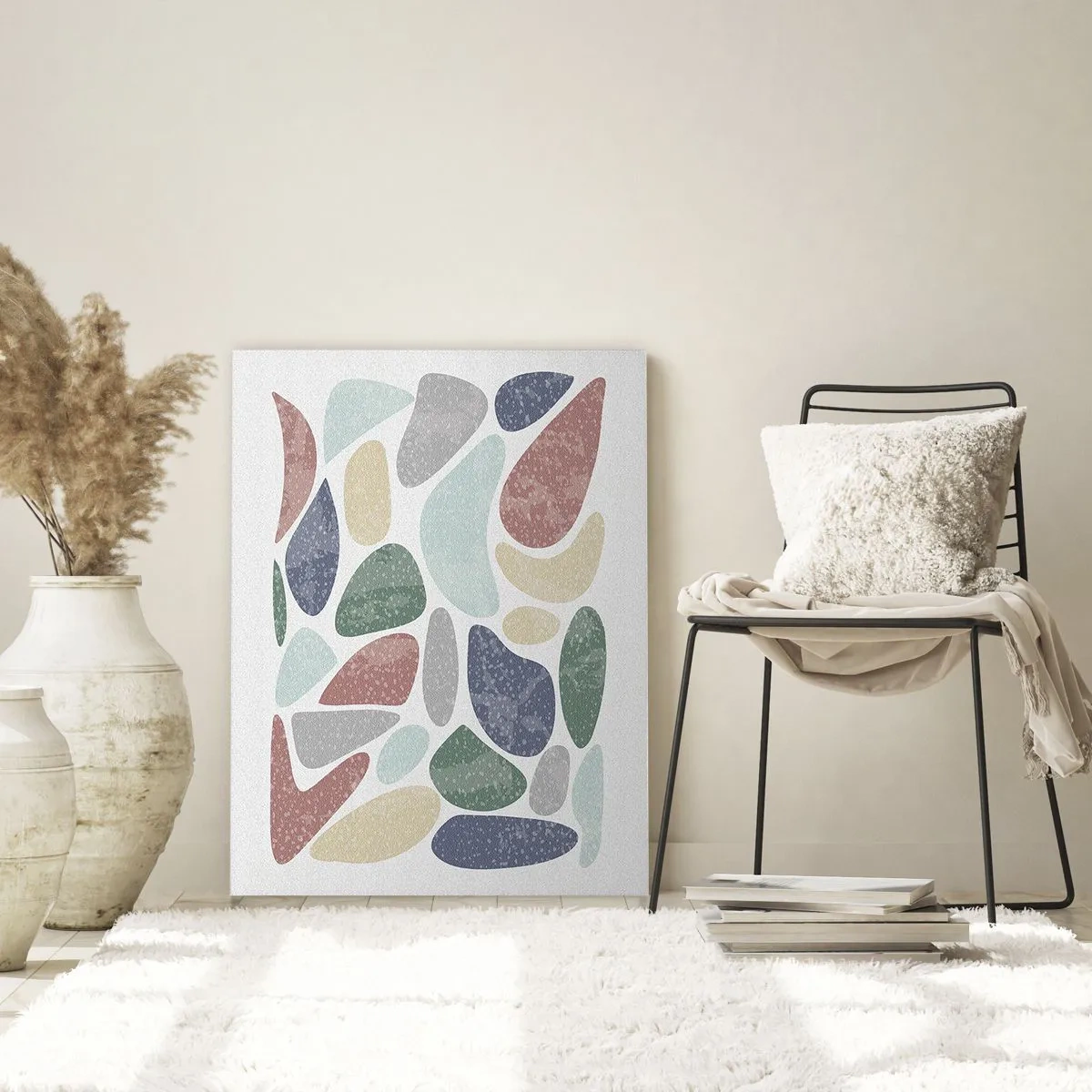 Glasbild - Bild auf glas - Dekosteine in Puderfarben in Form eines Mosaiks - 50x70cm - Mosaik aus pulverförmigen Farben - Moderne Wanddekoration für Wohnzimmer und Schlafzimmer ARTTOR