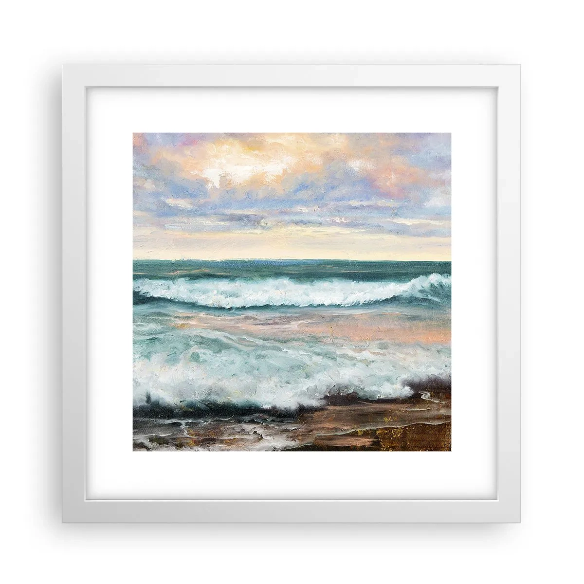 Poster in einem weißen Rahmen - Hier werden Sie Ihre Seele baumeln lassen - 30x30 cm