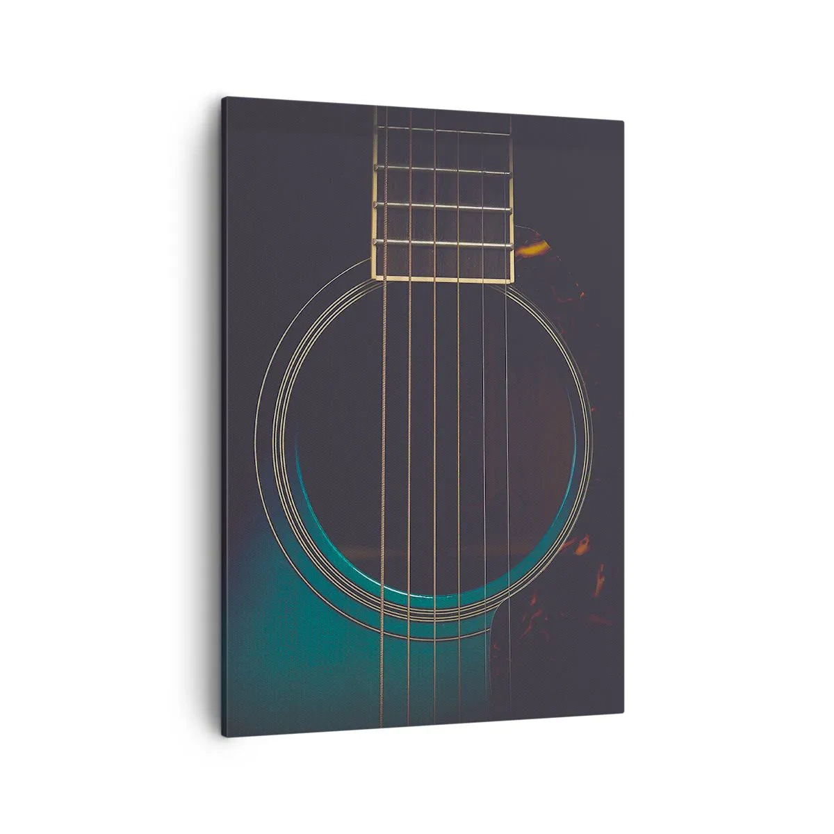 Bild auf Leinwand - Leinwandbild - Akustikgitarre in dunklem, elegantem Licht - 50x70cm - Einen Moment bevor es ertönt - Moderne Wanddekoration für Wohnzimmer und Schlafzimmer ARTTOR