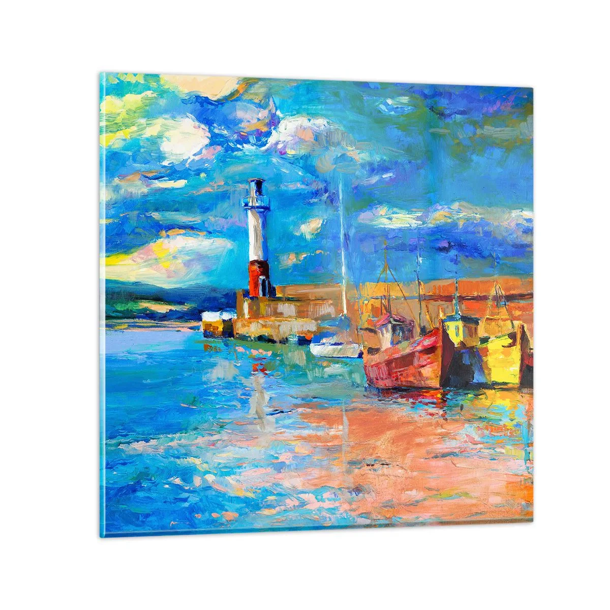 Glasbild - Bild auf glas - Ein Nachmittag in der Regenbogenbucht - 30x30 cm