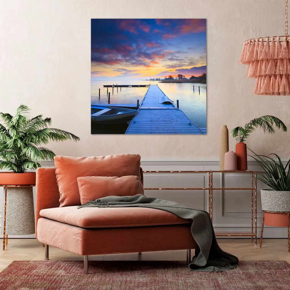 Bild auf Leinwand - Leinwandbild - Violett-goldene Ruhe - 70x70 cm