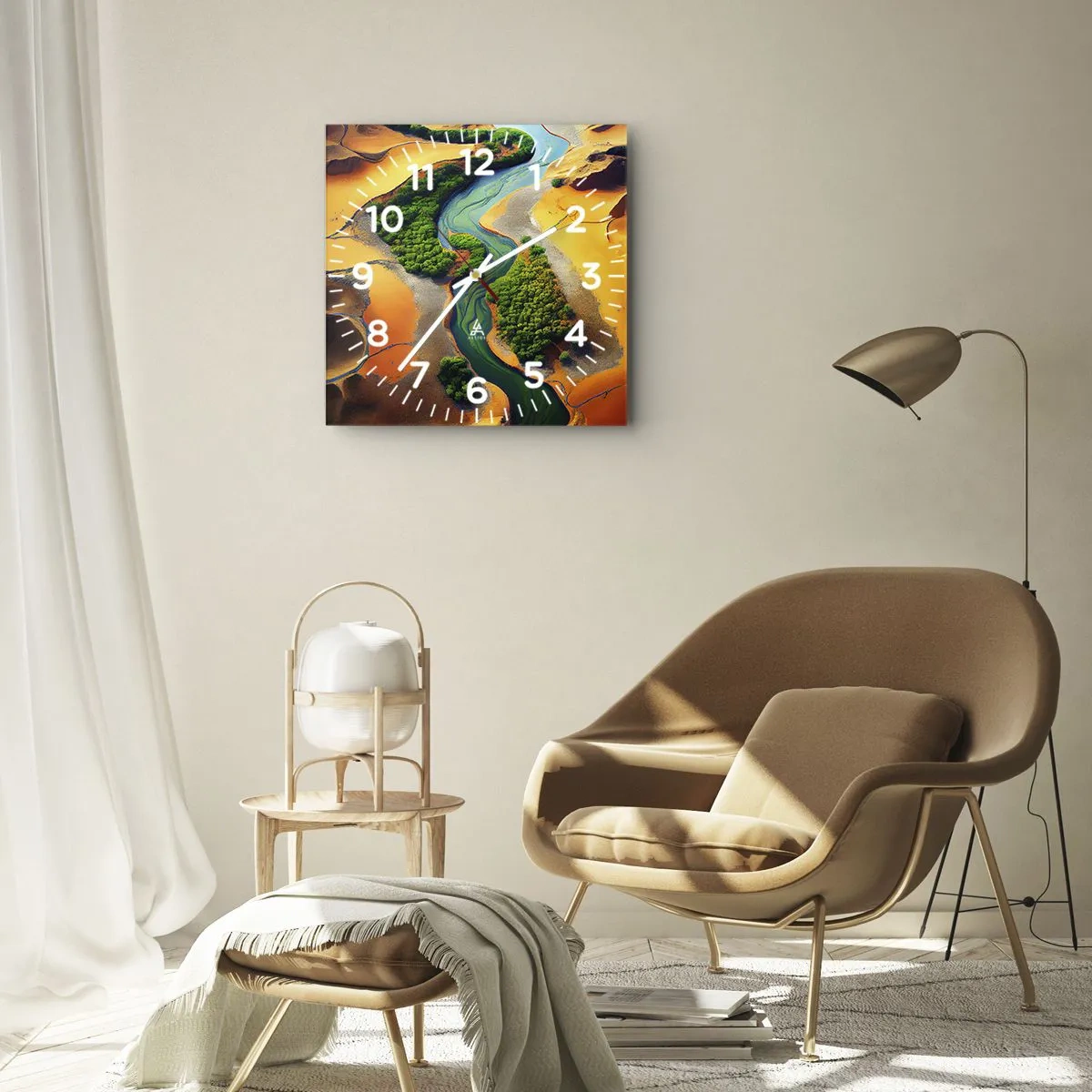 Wanduhr - Glasuhr - Lebensspendender Fluss - 40x40 cm