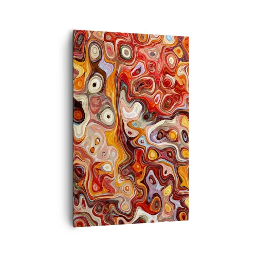 Bild auf Leinwand - Leinwandbild - Eine abstrakte Komposition in warmen Rot-, Orange- und Gelbtönen. - 80x120cm - Wenn die Nüsse in Honig geschmolzen sind - Moderne Wanddekoration für Wohnzimmer und Schlafzimmer ARTTOR