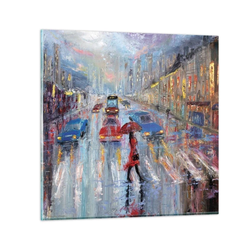 Glasbild - Bild auf glas - Regnerischer Nachmittag in der Stadt - 70x70 cm