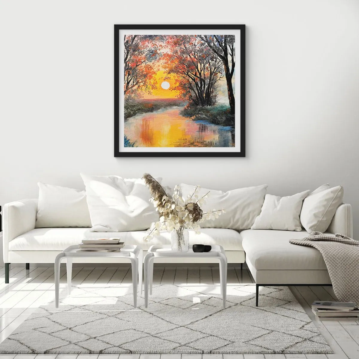 Poster in einem schwarzem Rahmen - Herbststimmung - 30x30 cm