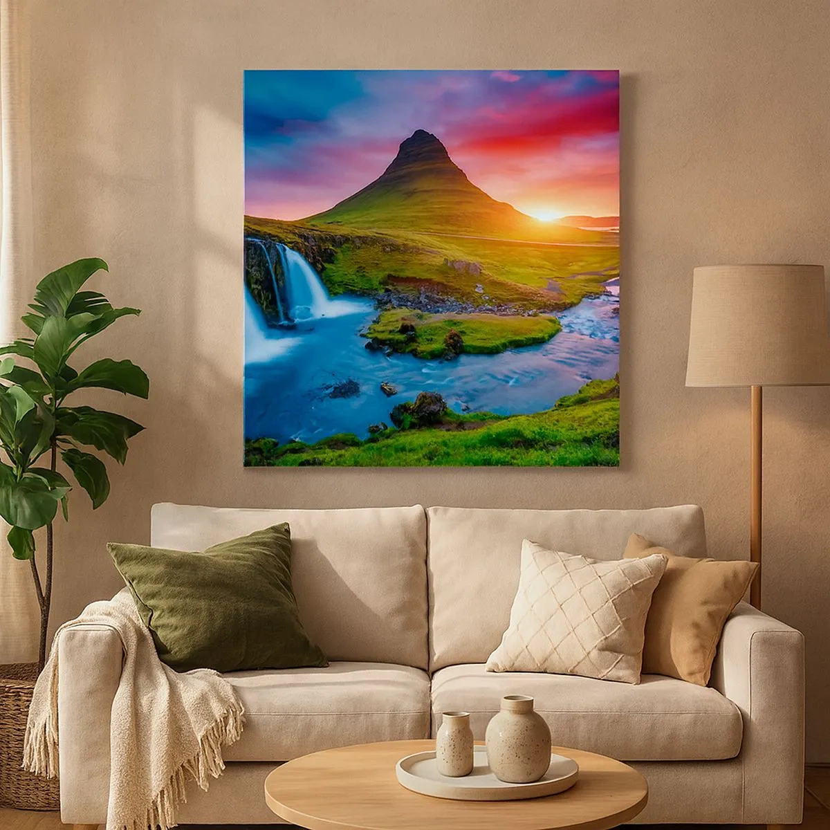 Bild auf Leinwand - Leinwandbild - Island - Feuer und Wasser - 30x30 cm