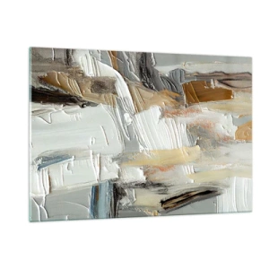 Glasbild - Bild auf glas - Eine abstrakte Komposition in Erdtönen mit einer unverwechselbaren Textur. - 120x80cm - Bunte Schichten - Moderne Wanddekoration für Wohnzimmer und Schlafzimmer ARTTOR