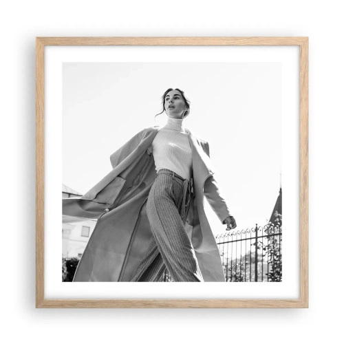 Poster in einem Rahmen aus heller Eiche - Gehst du mit mir? - 50x50 cm