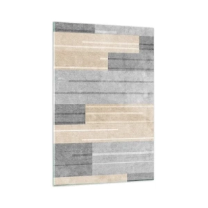 Glasbild - Bild auf glas - Geometrische Komposition in Grau- und Beigetönen - 80x120cm - Komposition: Vertikal halten - Moderne Wanddekoration für Wohnzimmer und Schlafzimmer ARTTOR