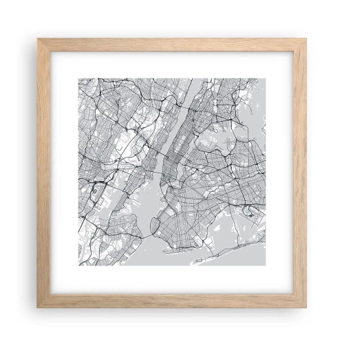 Poster in einem Rahmen aus heller Eiche - Die Anatomie einer Metropole - 30x30 cm