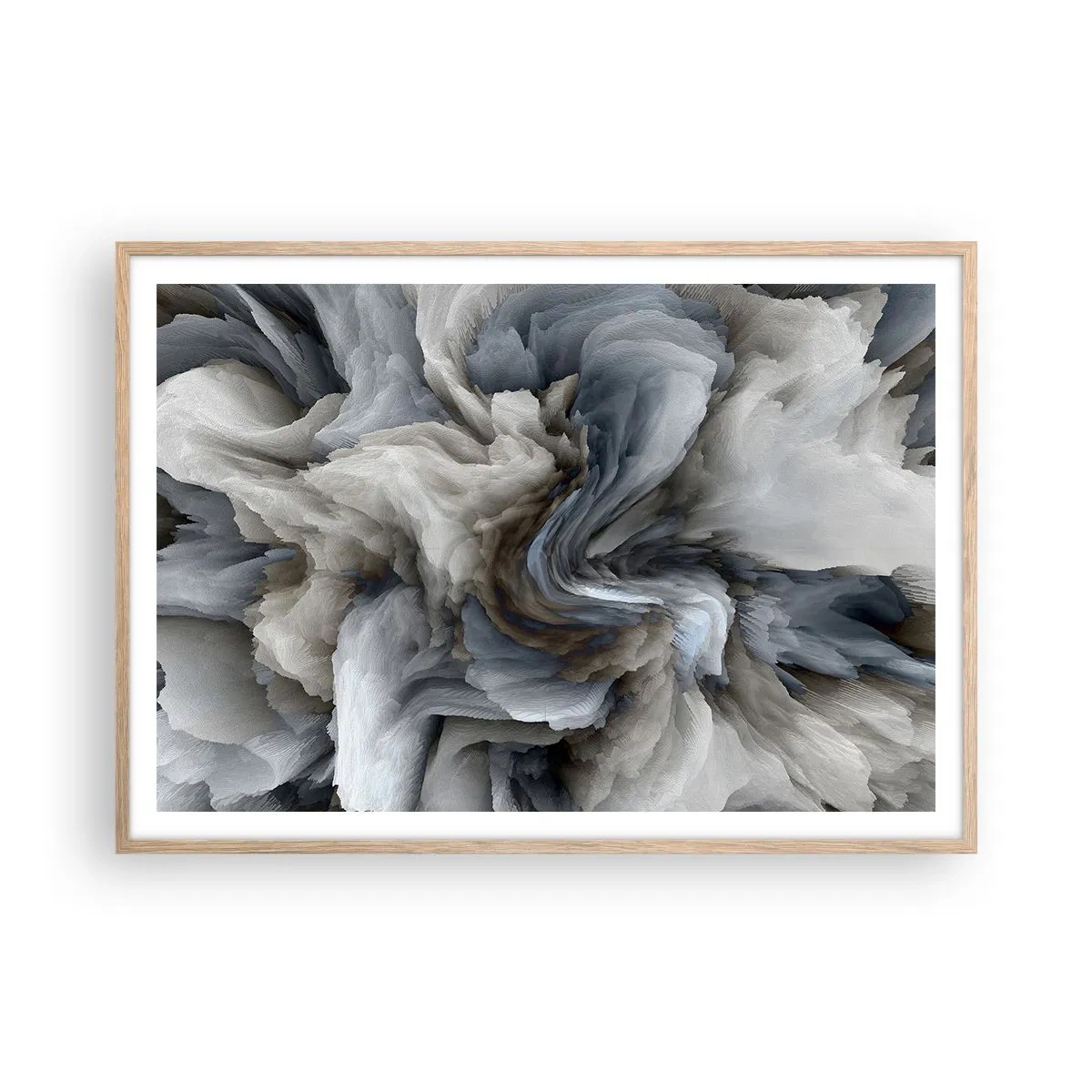 Poster in einem Rahmen aus heller Eiche - Stein und Blume - 100x70 cm