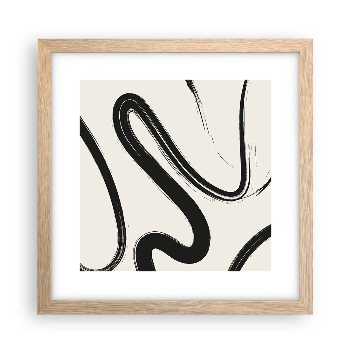 Poster in einem Rahmen aus heller Eiche - Schwarz-Weiß-Laune - 30x30 cm