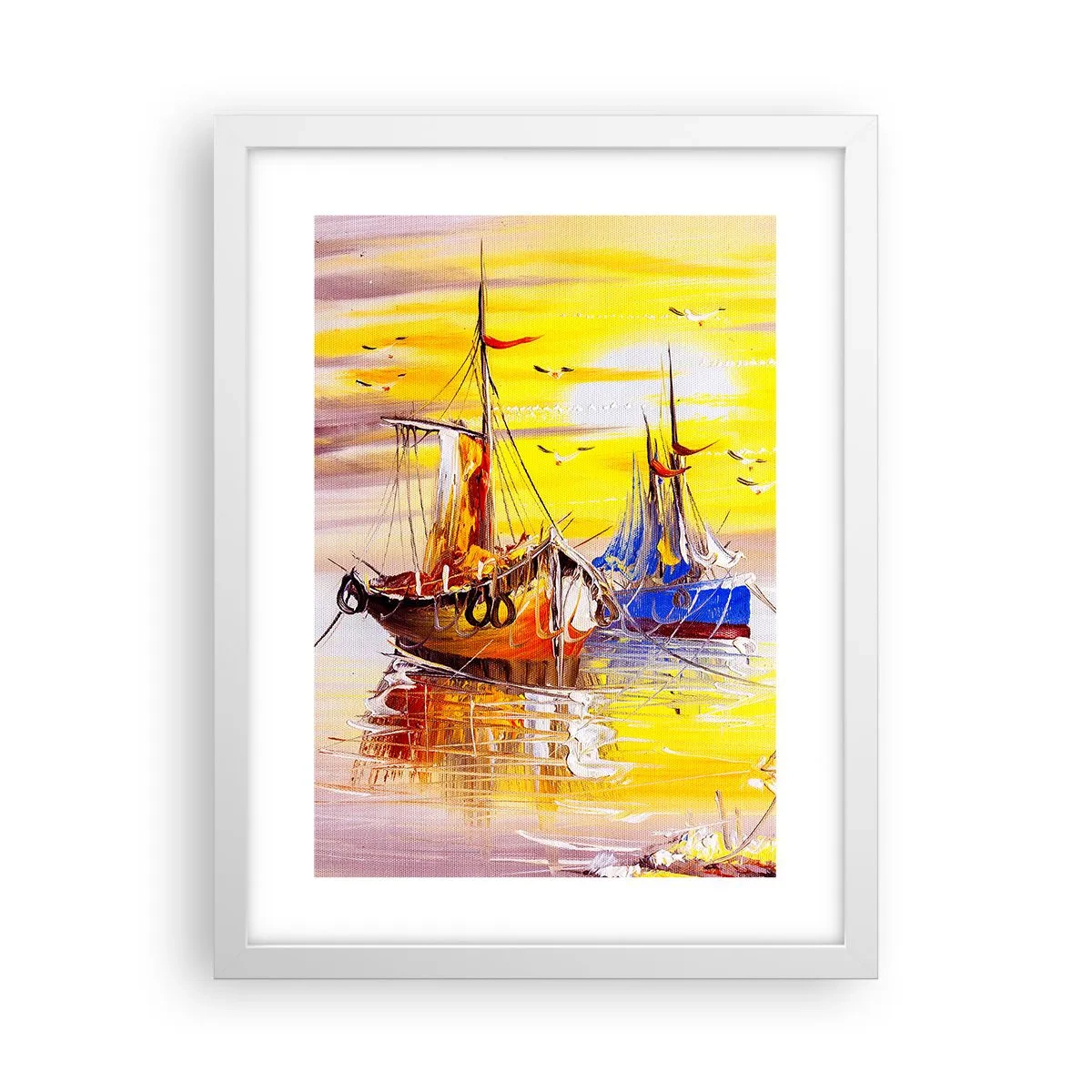 Poster in einem weißen Rahmen - Eine wohlverdiente Pause im Hafen - 30x40 cm