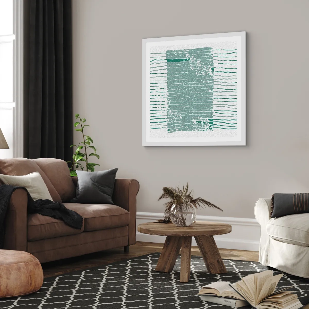 Poster in einem weißen Rahmen - Marine Abstraktion - 50x50 cm