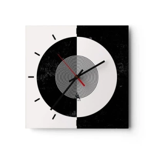 Wanduhr - Glasuhr - Harmonie in Schwarz und Weiß - 40x40 cm