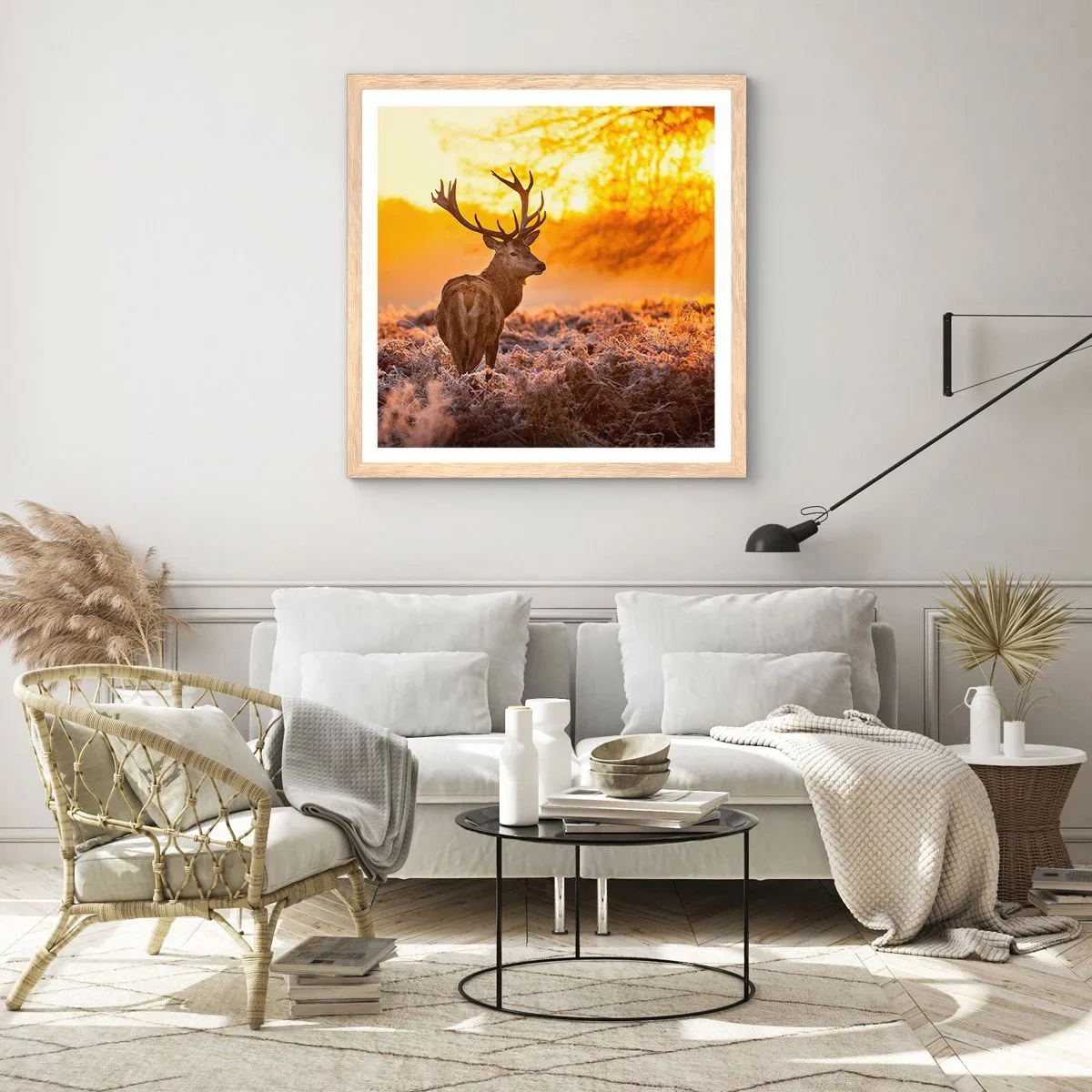 Poster in einem Rahmen aus heller Eiche - König des Herbstwaldes - 50x50 cm