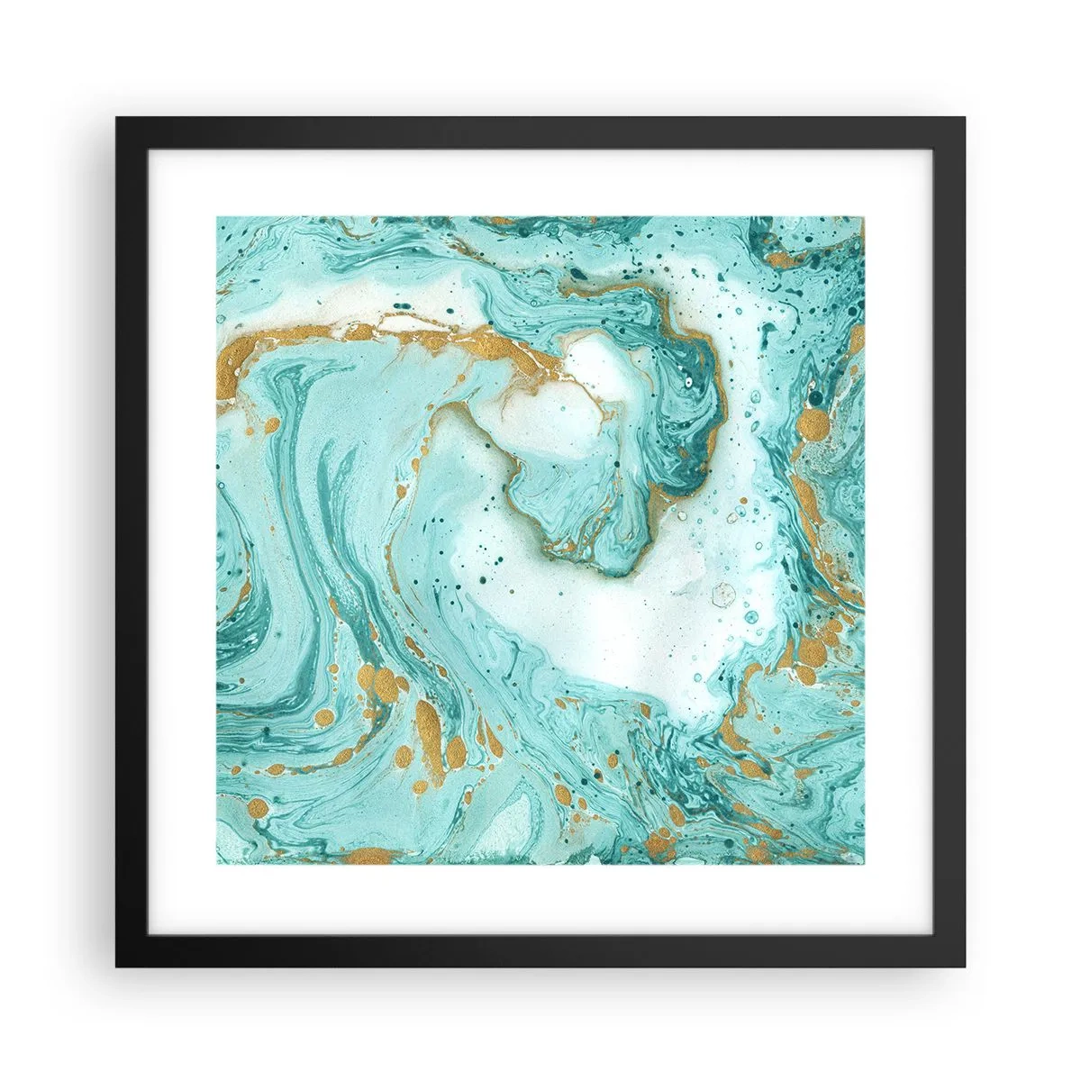 Poster in einem schwarzem Rahmen - Unter der großen Welle der Edo-Ära - 40x40 cm