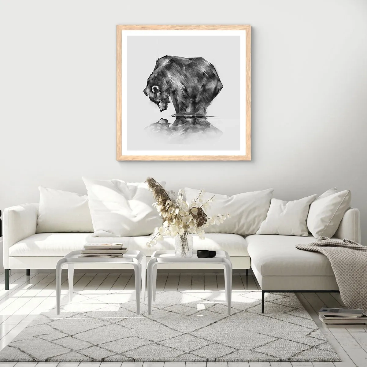 Poster in einem Rahmen aus heller Eiche - Schön, jemanden in der Nähe zu sehen - 40x40 cm