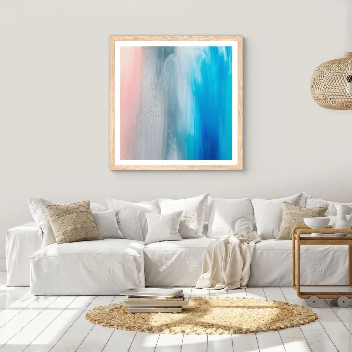 Poster in einem Rahmen aus heller Eiche - Elemente: Luft - 50x50 cm