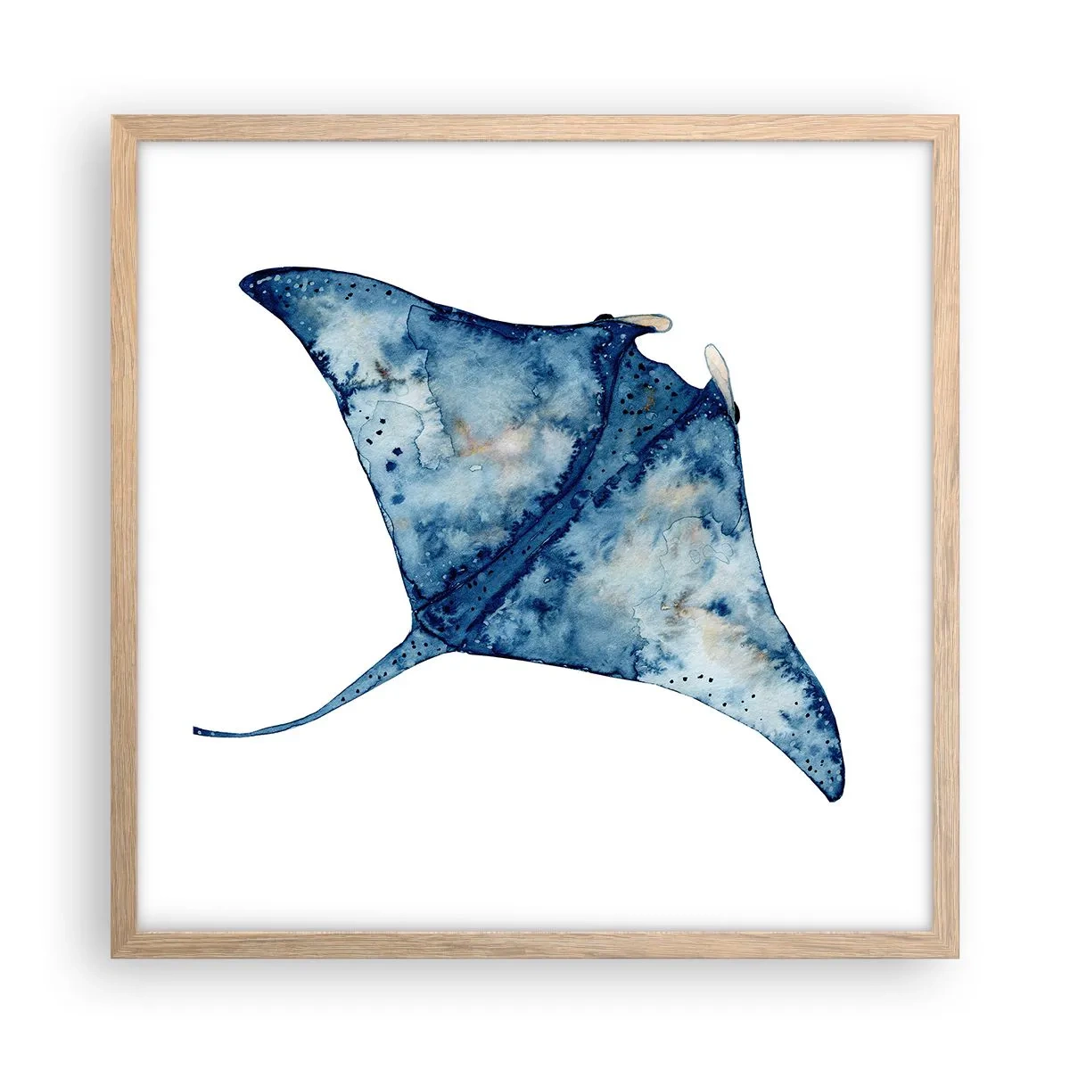 Poster in einem Rahmen aus heller Eiche - Leben im Blau - 50x50 cm