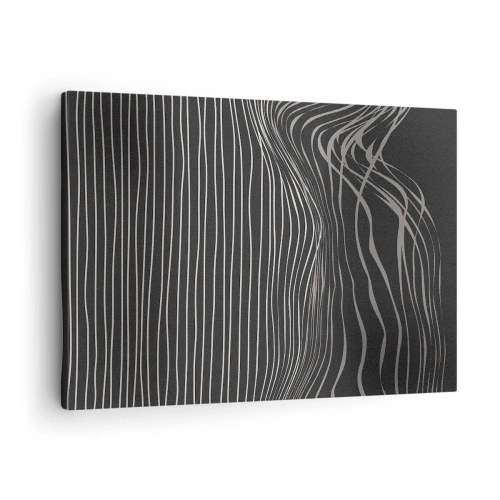 Bild auf Leinwand - Leinwandbild - Weiße Linien auf dunkelgrauem Hintergrund in abstrakter Anordnung - 70x50cm - Rhythmus und Akzent - Moderne Wanddekoration für Wohnzimmer und Schlafzimmer ARTTOR