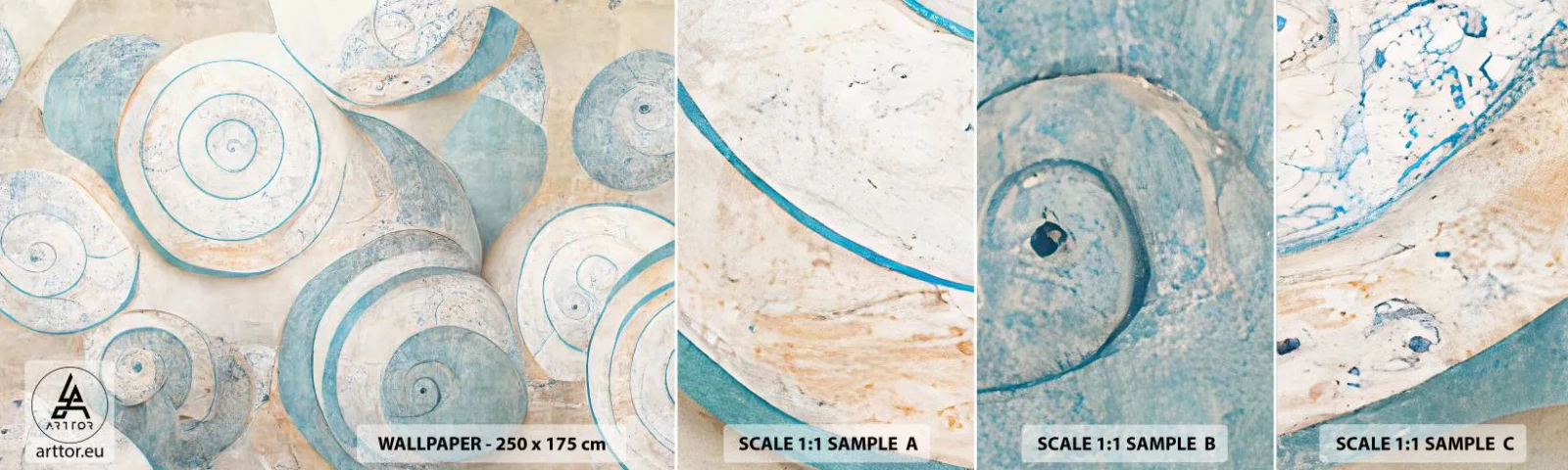 Fototapetenmuster Standard Eco - Was verbirgt sich in der Muschel? - Minimalismus, Muscheln, Hell - 100x30 cm