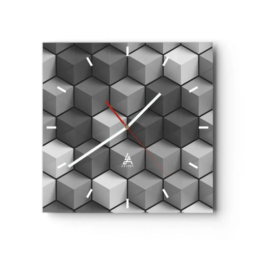 Wanduhr - Glasuhr - Kubistisches Puzzle - 40x40 cm