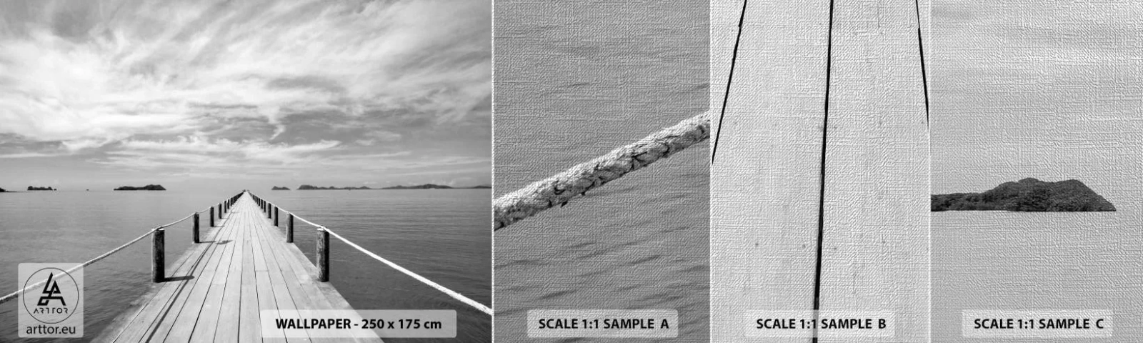 Fototapeten Muster Premium Canvas - Oder vielleicht eine Reise ... - Landschaft, Meer, Holzbrücke - 100x30 cm