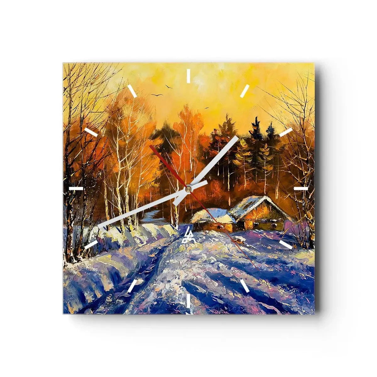 Wanduhr - Glasuhr - Wintereindruck in der Sonne - 40x40 cm