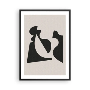 Poster in einem schwarzem Rahmen - Abstrakte geometrische Komposition in Schwarz und Beige - 50x70cm - Zum Selbstbauen - Moderne Wanddekoration für Wohnzimmer und Schlafzimmer ARTTOR