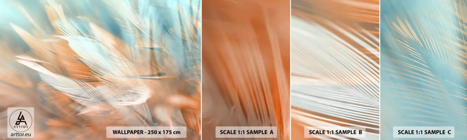 Fototapeten Muster Selbstklebend Deluxe Sticker - Im Land der Sanftmut - Empfindlich, Gefieder, Minimalismus - 100x30 cm