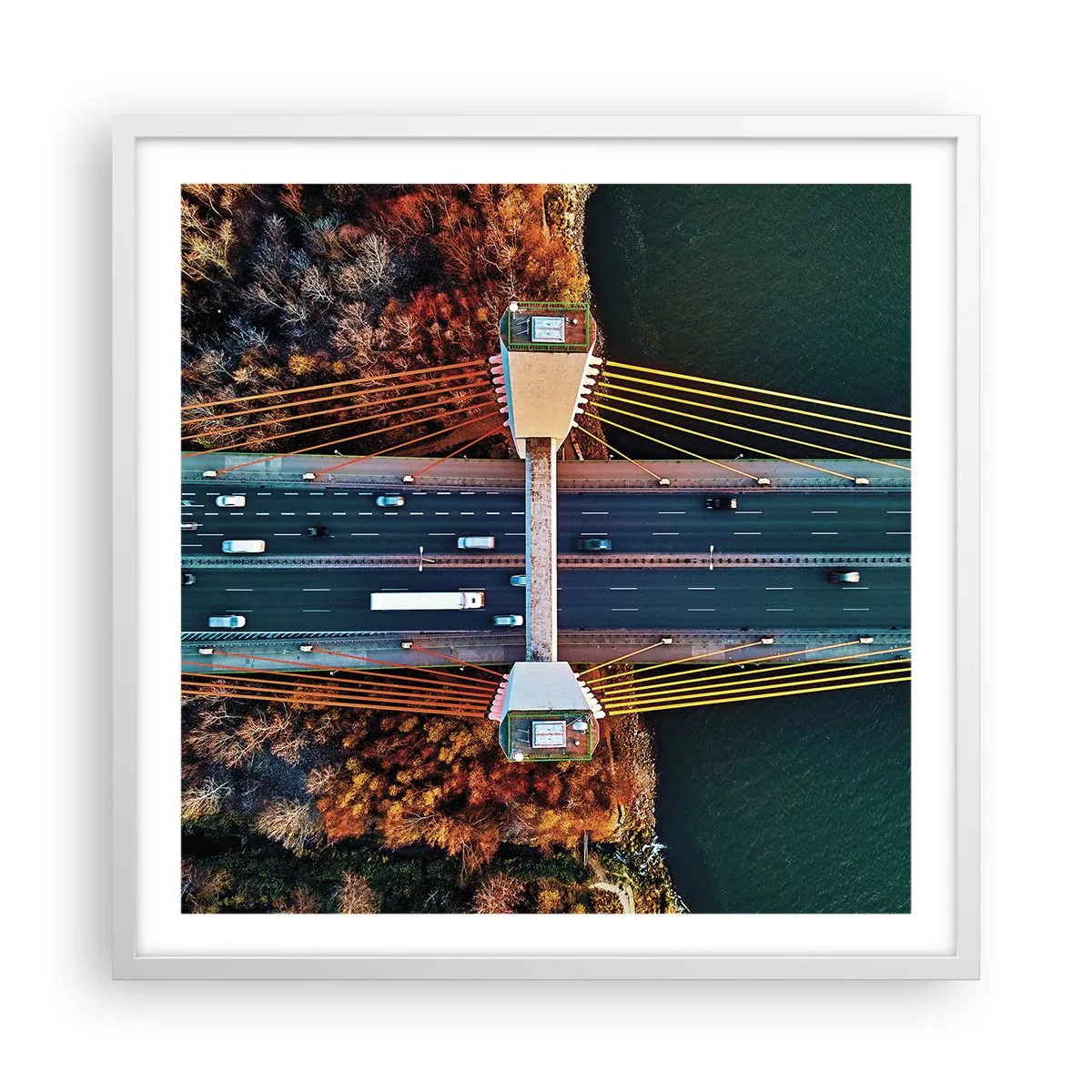 Poster in einem weißen Rahmen - Jenseits der Gewässer, jenseits der Wälder - 60x60 cm