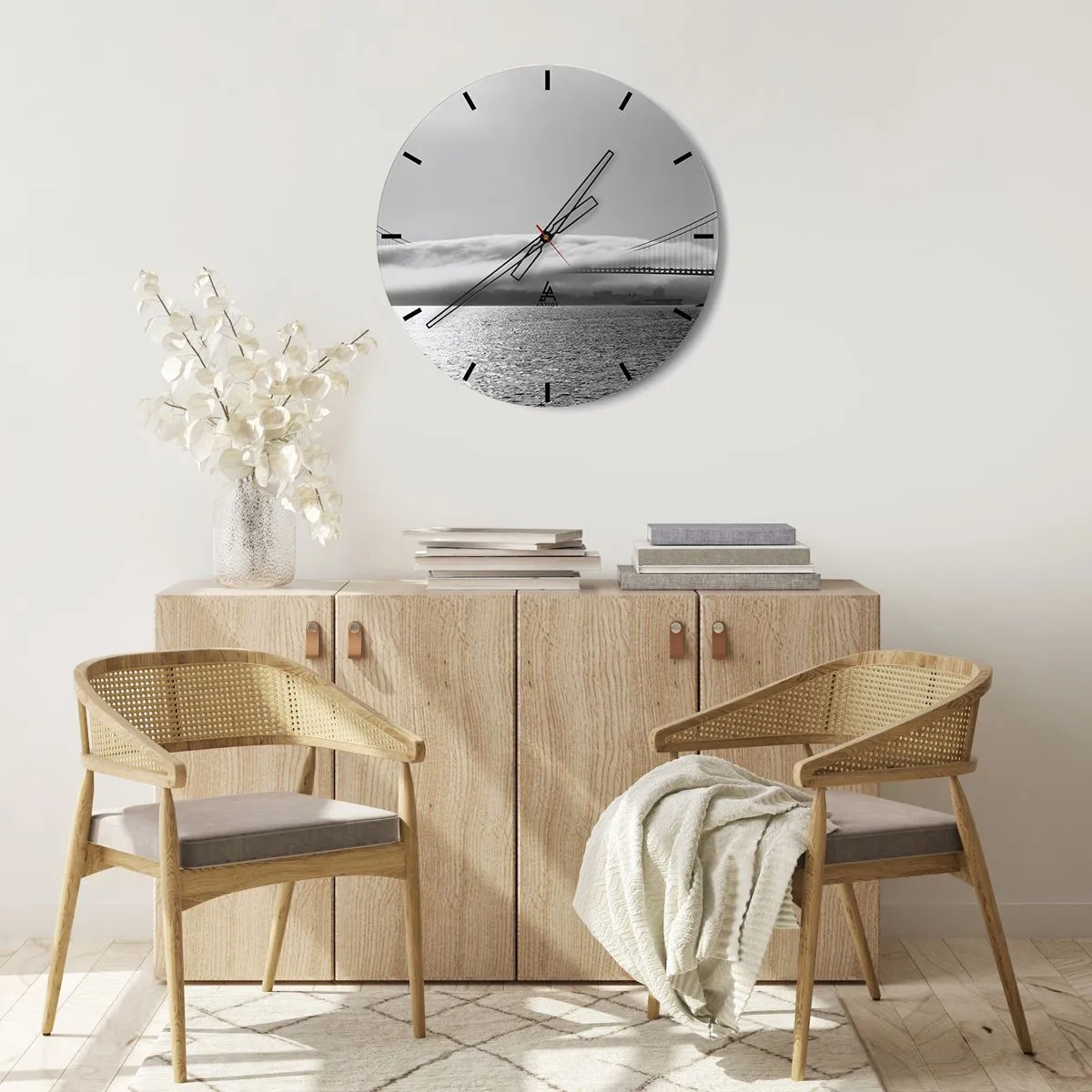 Wanduhr - Glasuhr - Segeln durch das Goldene Tor - 30x30 cm