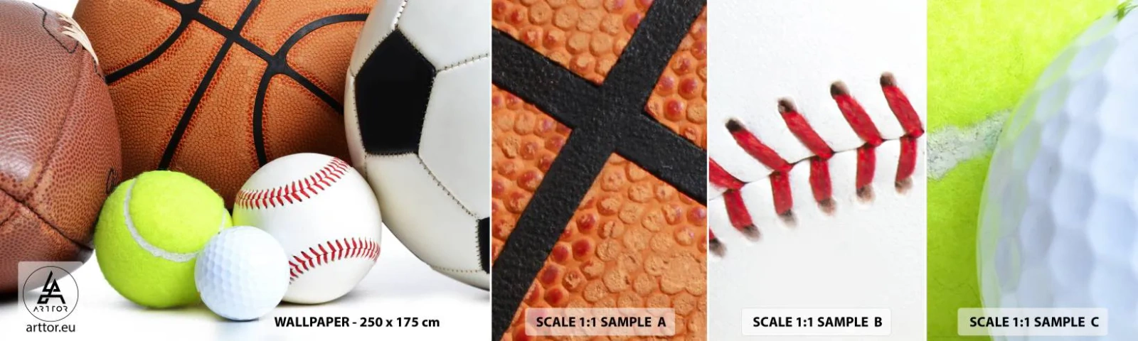 Fototapetenmuster Standard Eco - Fußball verbindet uns! - Sport, Fußball, Basketball Ball - 100x30 cm