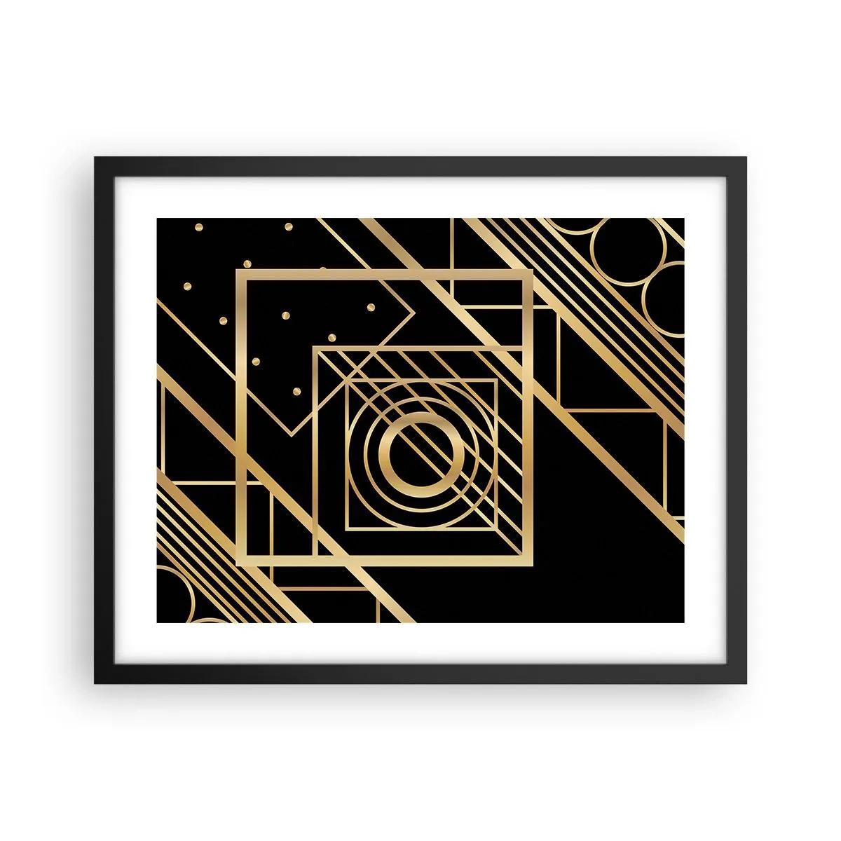 Poster in einem schwarzem Rahmen - Goldene Geometrie - 50x40 cm