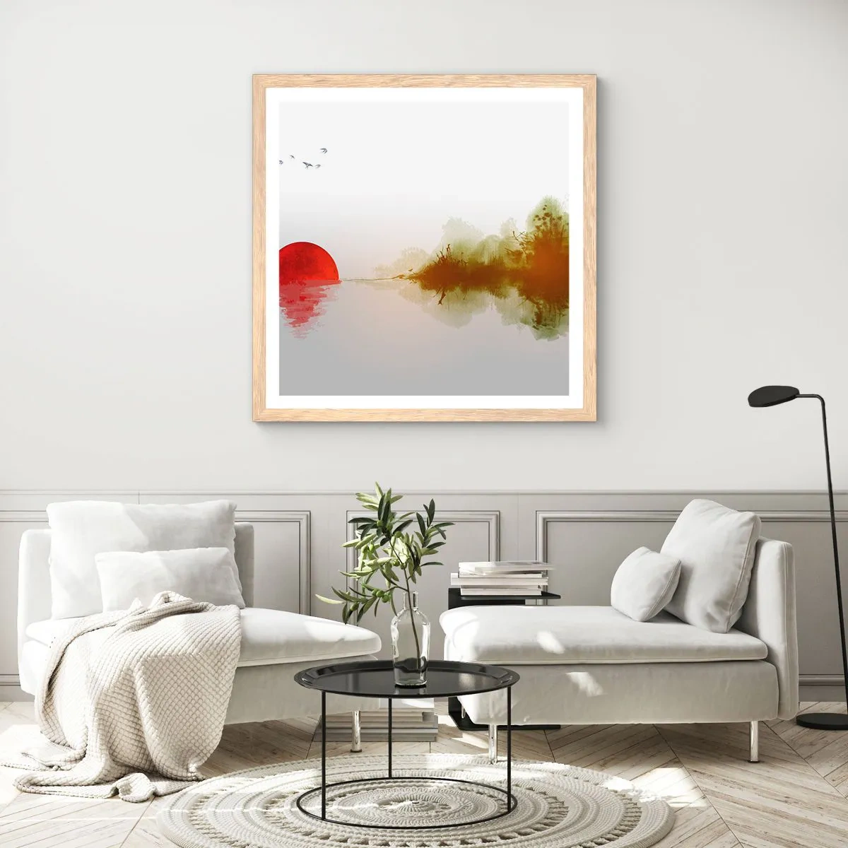 Poster in einem Rahmen aus heller Eiche - Versprechen der Ruhe - 60x60 cm