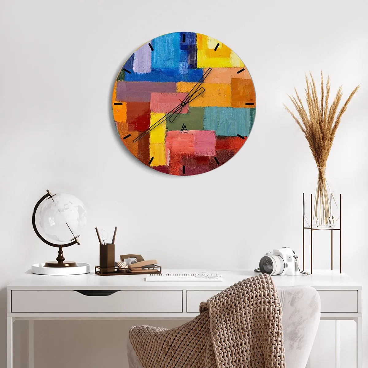 Wanduhr - Glasuhr - Jeder ist anders, alle bunt - 40x40 cm