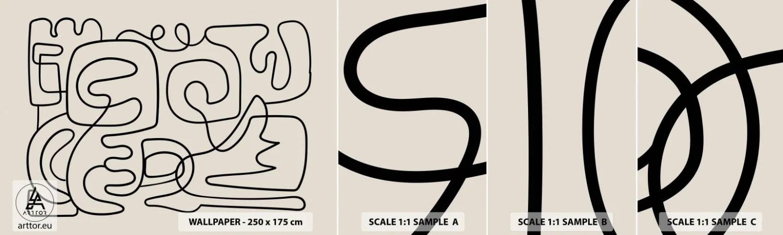 Fototapeten Muster Selbstklebend Deluxe Sticker - Folge der Spur - Abstraktion, Stück, Lineart - 100x30 cm