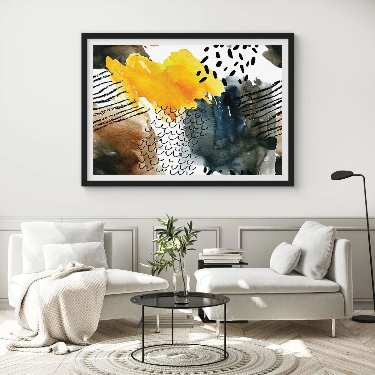Poster in einem schwarzem Rahmen - Ein Treffen der Elemente der Natur - 91x61 cm