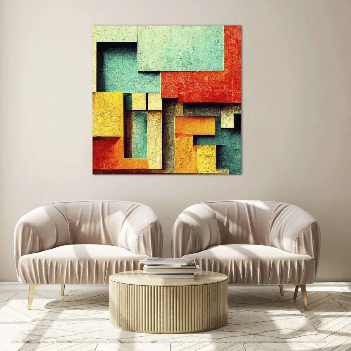 Glasbild - Bild auf glas - Festival der rechten Winkel - 40x40 cm