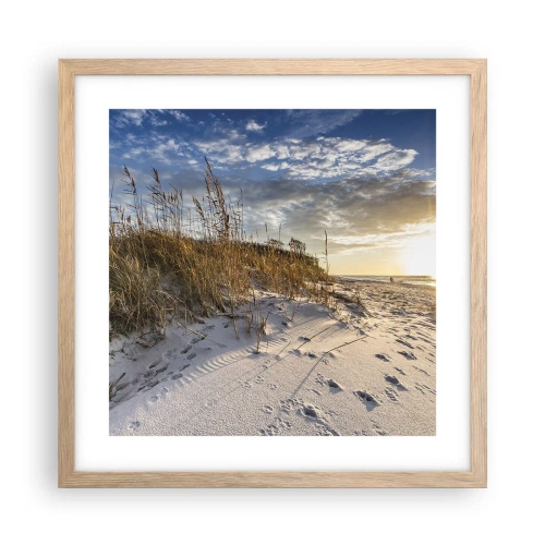 Poster in einem Rahmen aus heller Eiche - Einladung zu einem Spaziergang - 40x40 cm