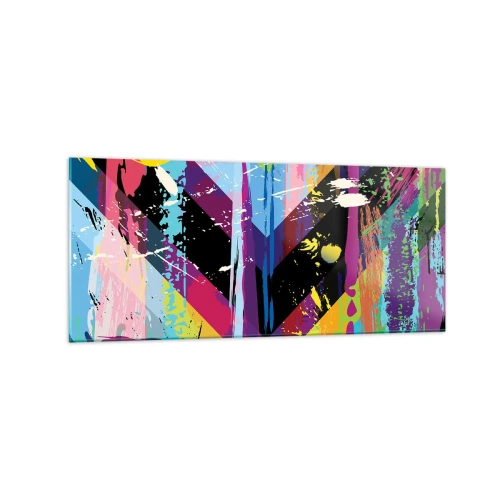 Glasbild - Bild auf glas - Abstraktes Muster mit bunten geometrischen Formen - 120x50cm - Von oben nach unten - Moderne Wanddekoration für Wohnzimmer und Schlafzimmer ARTTOR